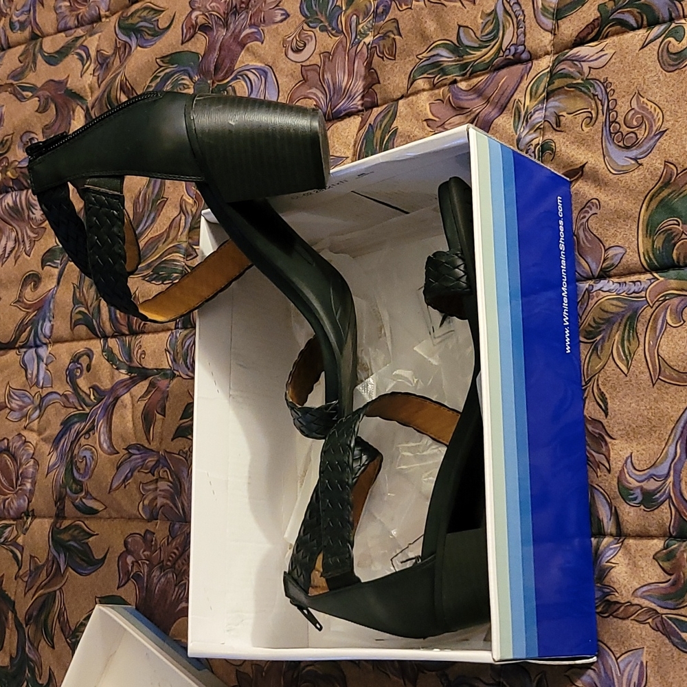 Black Leather Strappy Heels - Picture 6 of 7